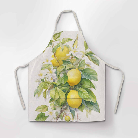 Linen apron, Blossoming Lemon Tree, kitchen apron, custom apron, apron for women, cross back apron