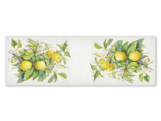 Table runner, Blossoming Lemon Tree, Vintage table runner, 100% linen, linen table runner, custom length table runner,