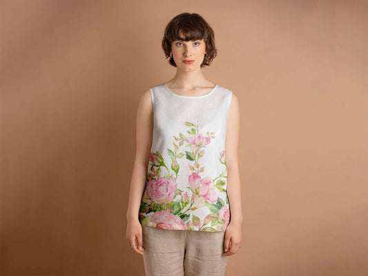 Linen top, Eternal Bloom, women blouse, linen shirt, 100% linen, blouse, sleeveless shirt, custom size shirt, linen tank top