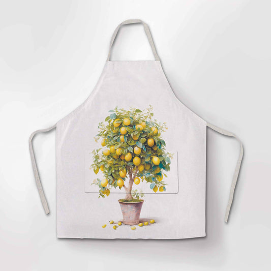Linen apron, Lemon Tree in a Pot, 100% linen apron, apron wholesale, cross back apron, apron with pocket