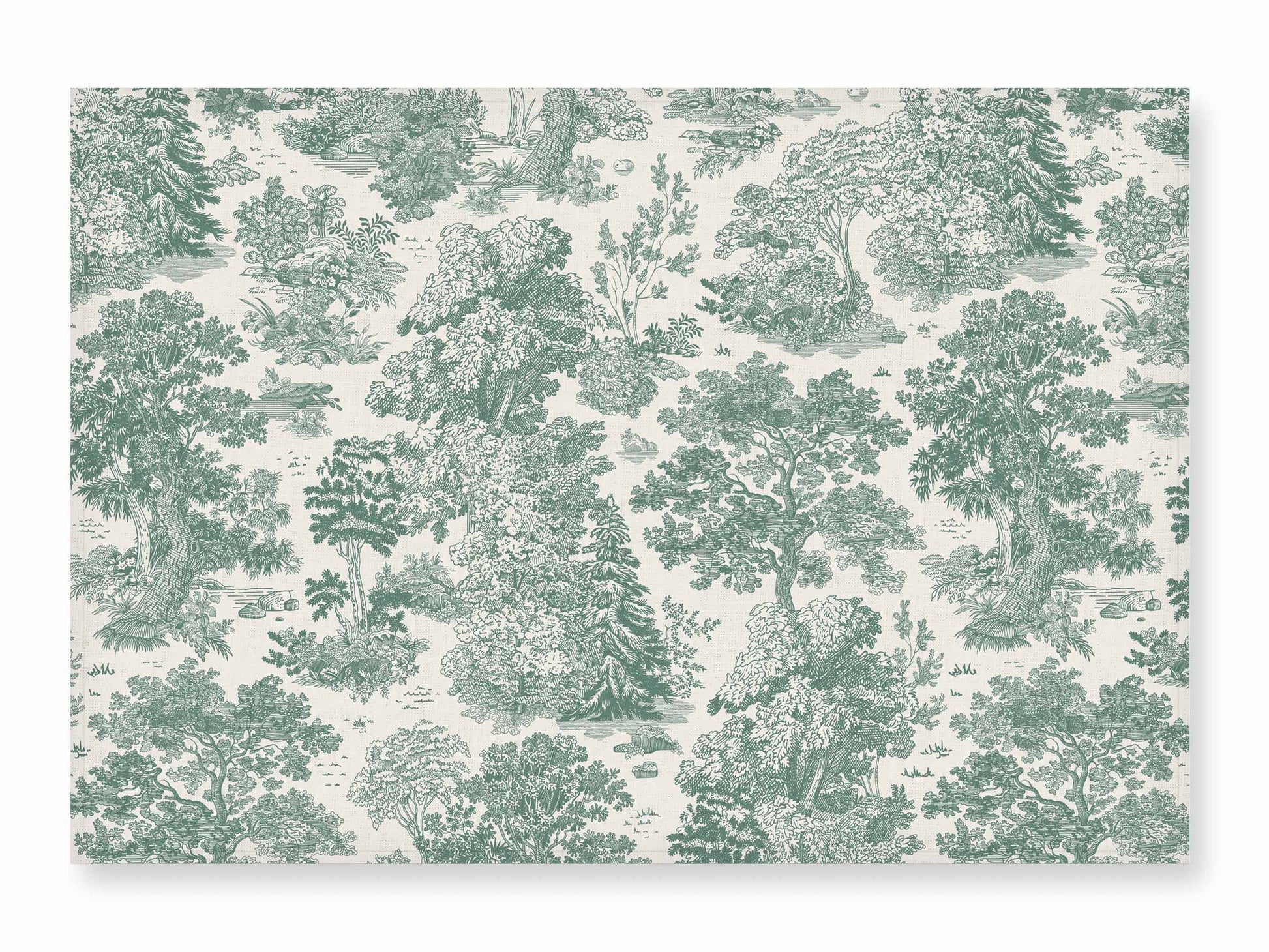 Placemats set, Forest Serenity, toile de jouy, linen placemats, linen placemats, 100% linen fabric