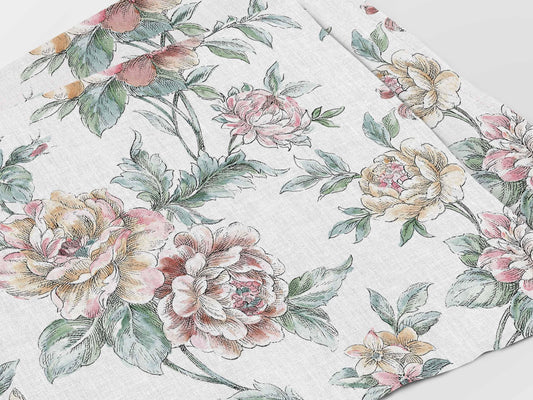 Placemats set, Blooming Peonies, toile de jouy, linen placemats, wedding gift, linen placemats, 100% linen fabric