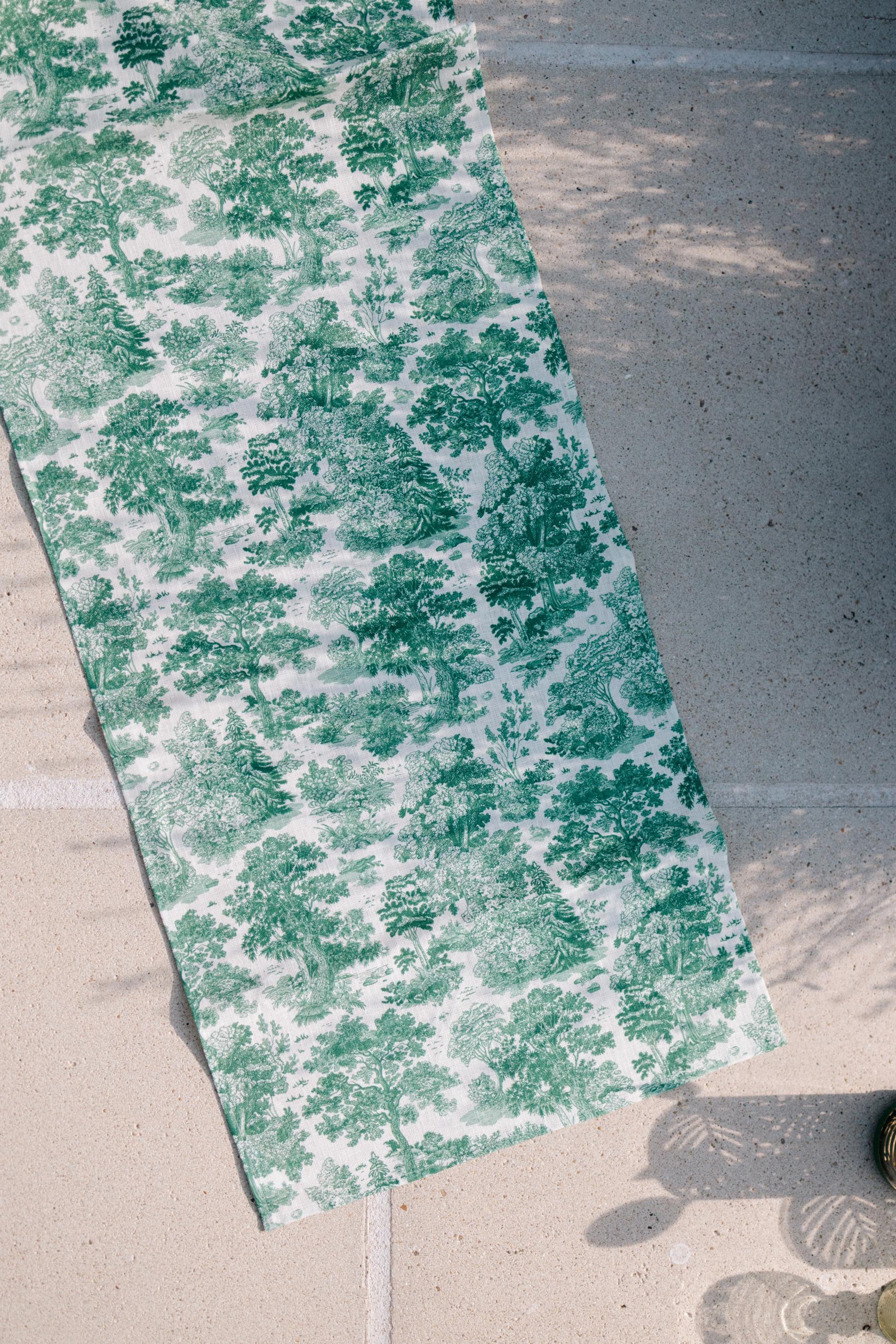 Table runner, Forest Serenity, Floral table top 100% linen, party decor linens, vintage wedding table top