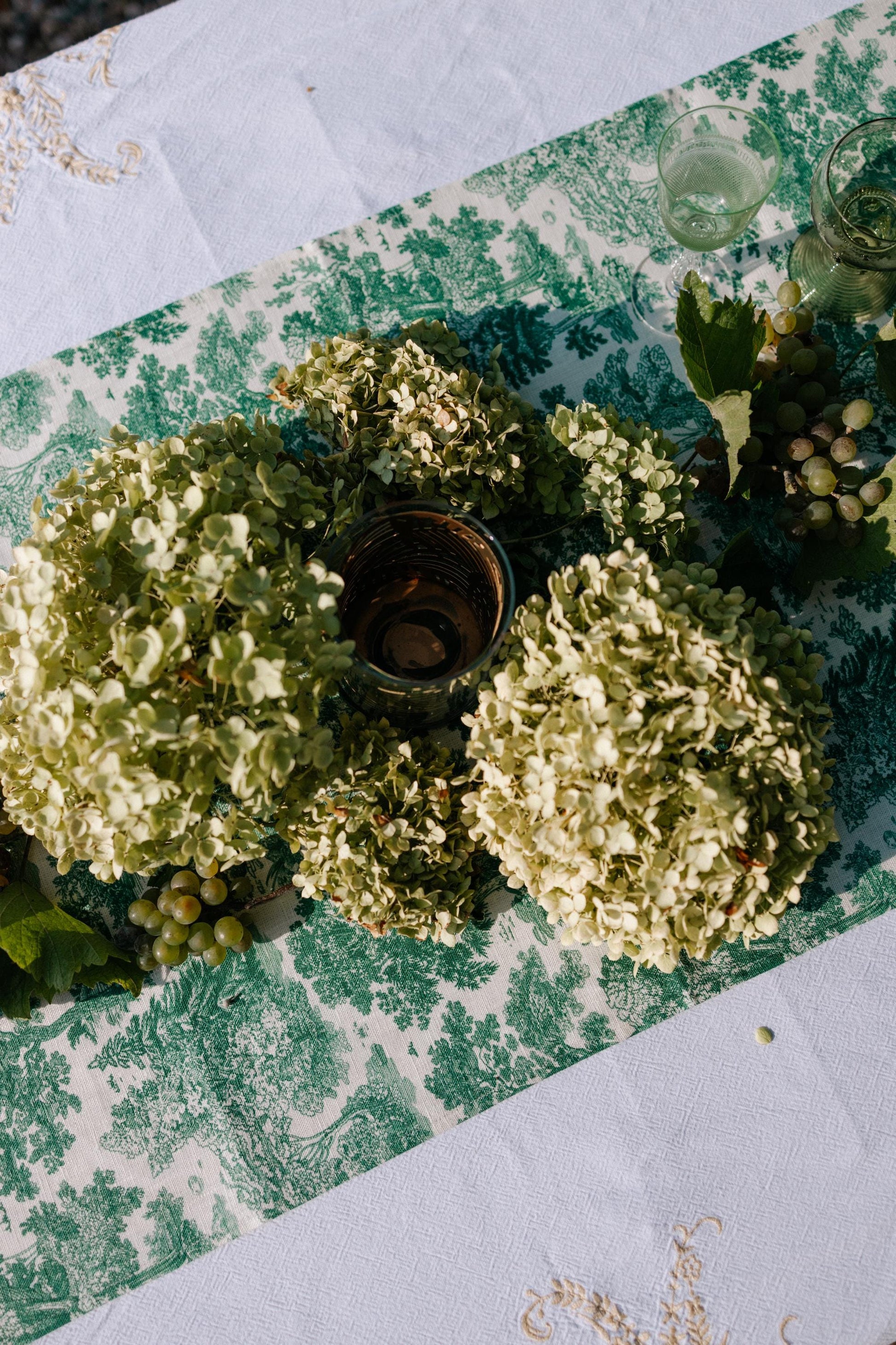 Table runner, Forest Serenity, Floral table top 100% linen, party decor linens, vintage wedding table top