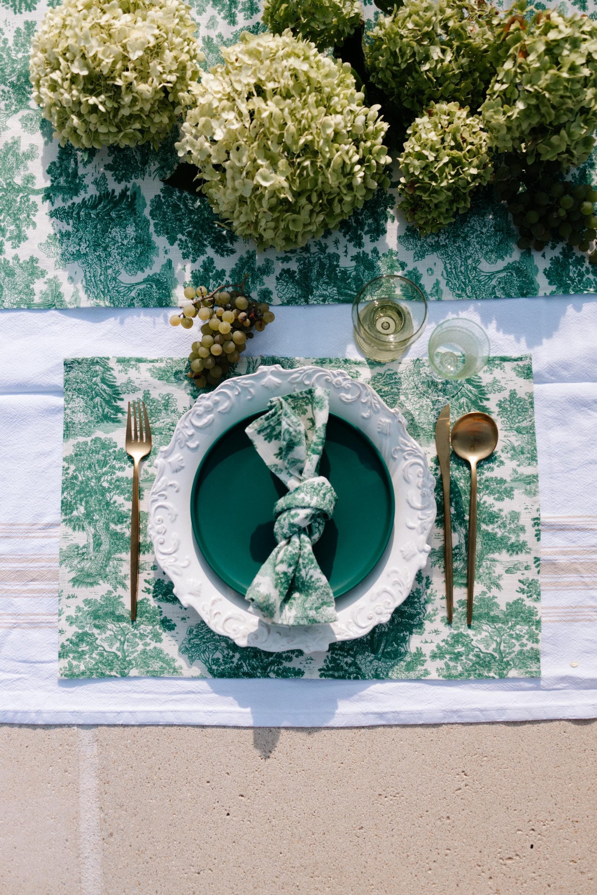 Placemats set, Forest Serenity, toile de jouy, linen placemats, linen placemats, 100% linen fabric