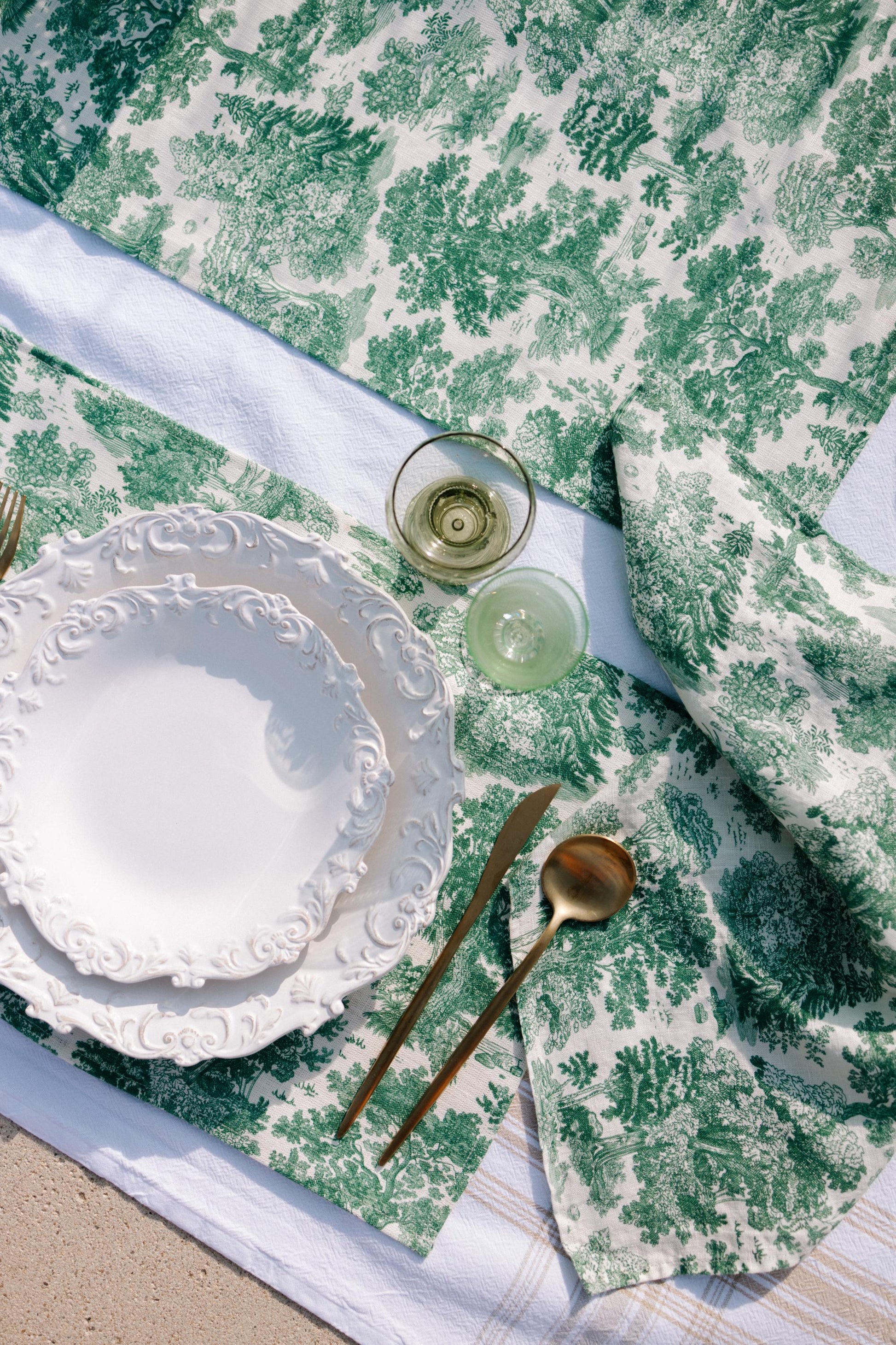 Placemats set, Forest Serenity, toile de jouy, linen placemats, linen placemats, 100% linen fabric