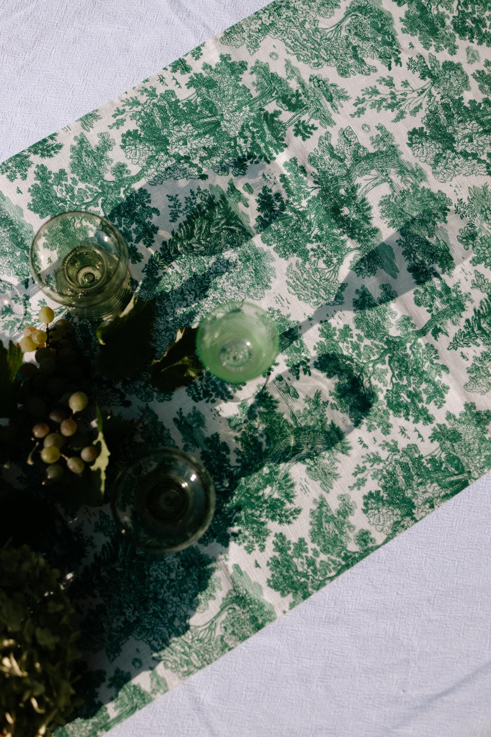 Table runner, Forest Serenity, Floral table top 100% linen, party decor linens, vintage wedding table top