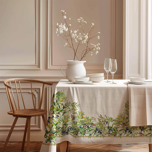 Provence tablecloth, Olives pattern, Linen tablecloth, farmhouse decor, 100% linen fabric, rectangle tablecloth