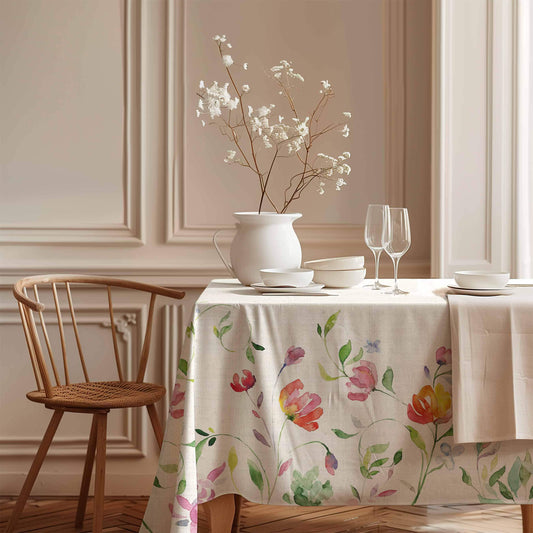Linen tablecloth, Summer table decor, tablecloth floral, 100% linen fabric