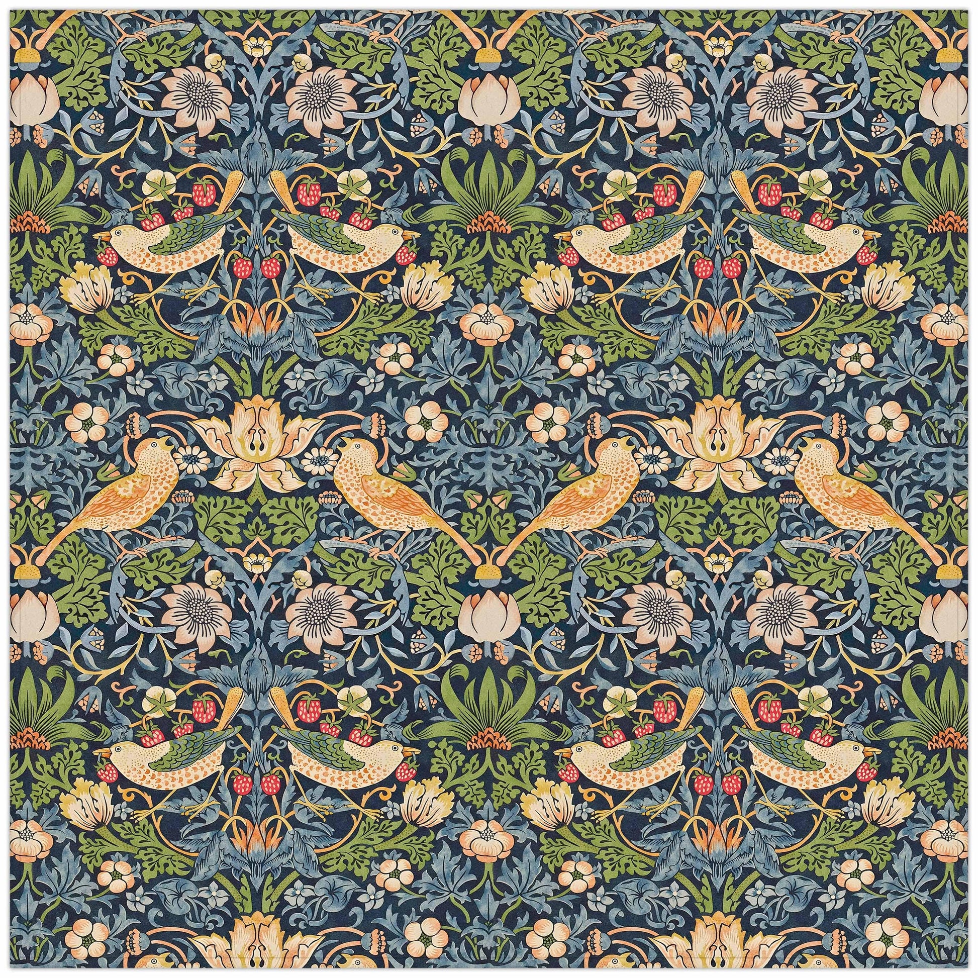 Tablecloth, William Morris, Strawberry Thief, Vintage flower pattern, vintage decor, 100% linen