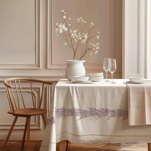 Linen tablecloth, farmhouse decor, lavenders, rectangle tablecloth, 100% linen fabric