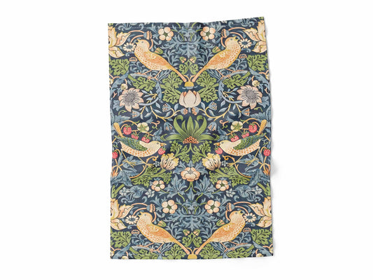 Kitchen towel, William Morris, Strawberry Thief, LARGE pattern, tea towel, linen towel, towel with hook, 100% linen, linen kitchen towel