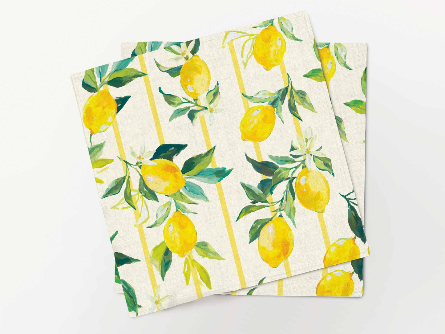 Napkins set, Tuscan Lemons, linen napkins, 100% linen