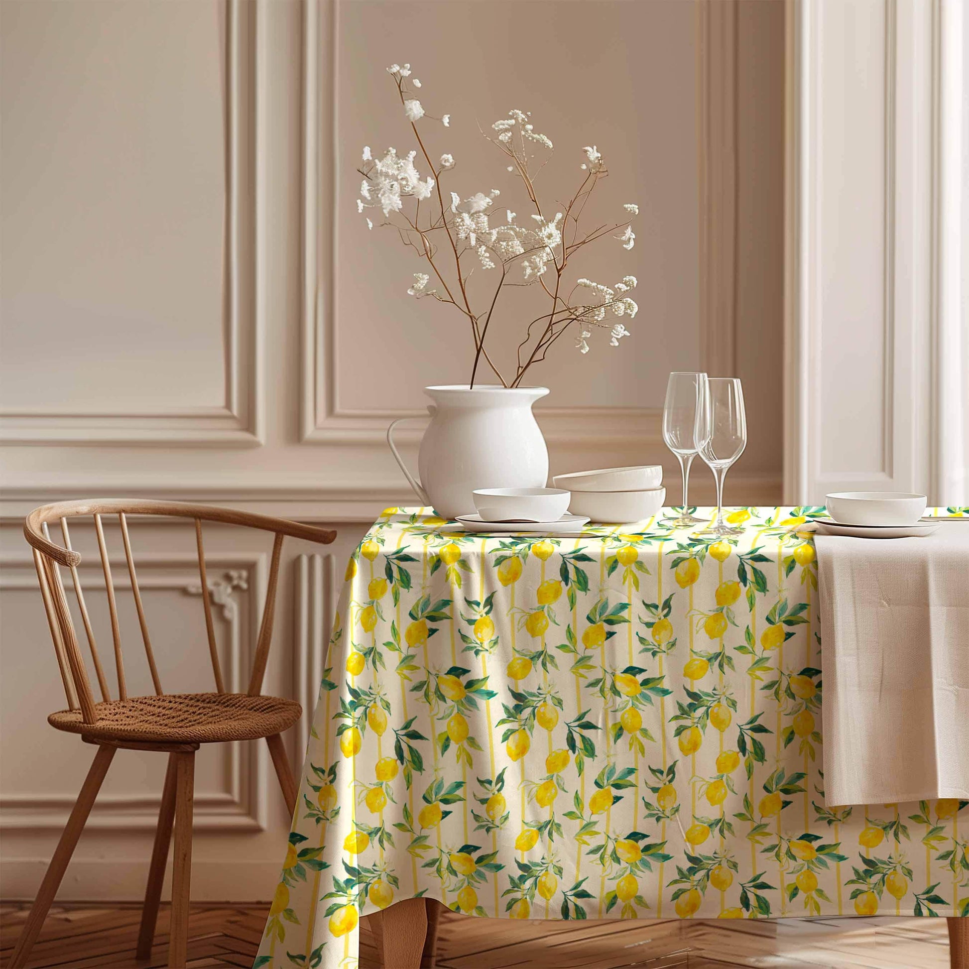 Linen tablecloth, Tuscan Lemon, Summer tablecloth,, Provence style, 100% linen fabric