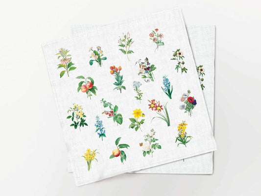Napkins set, Beautiful Blooming Wild Flowers, 100% linen