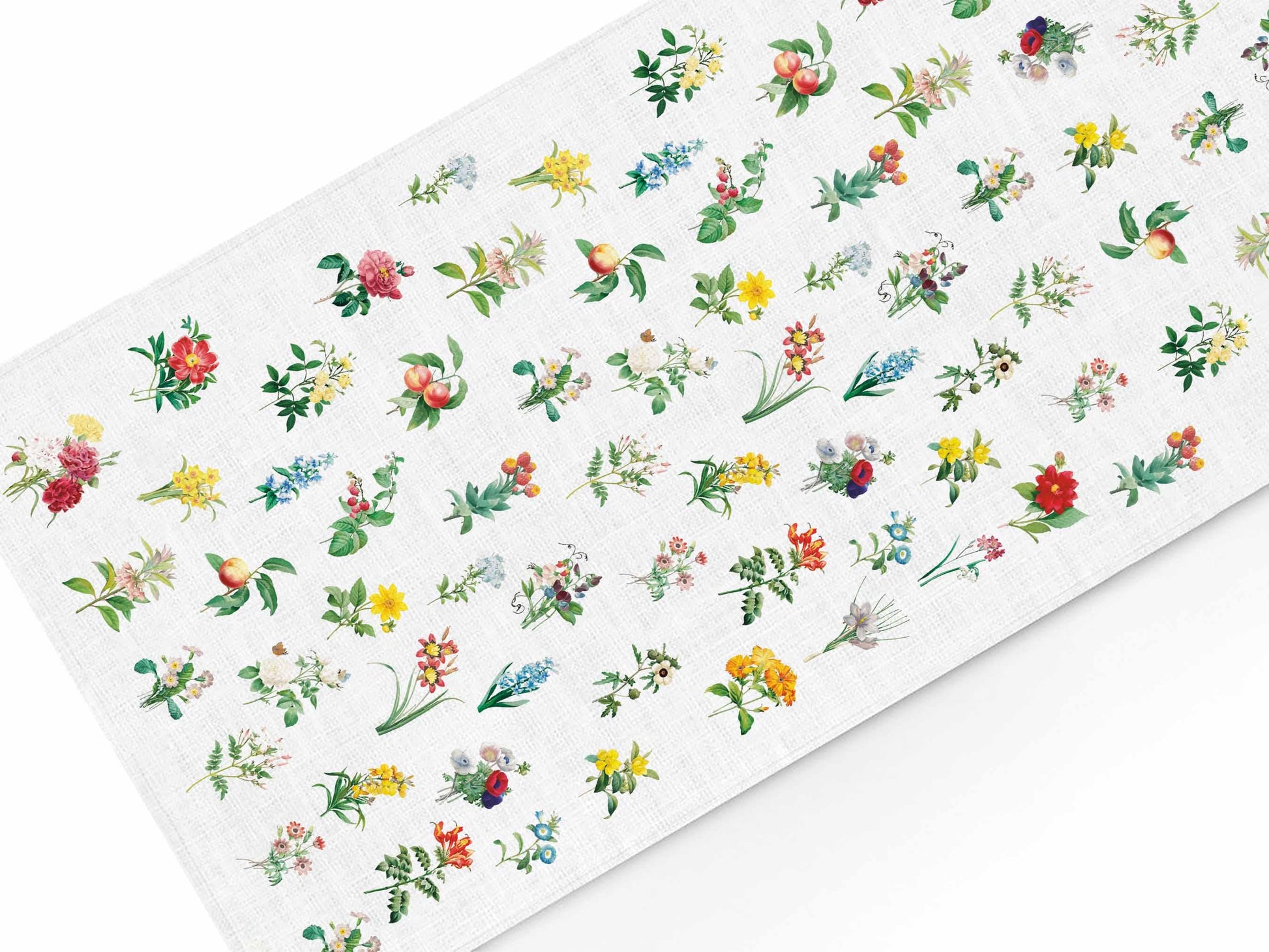 Table runner, Beautiful Blooming Wild Flowers, 100% linen