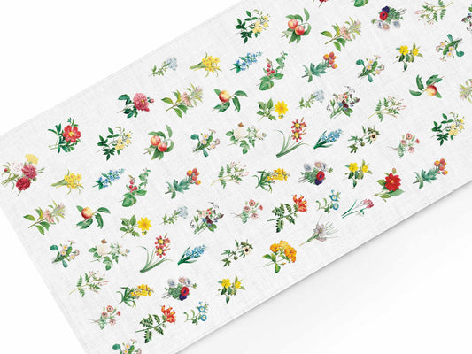 Table runner, Beautiful Blooming Wild Flowers, 100% linen