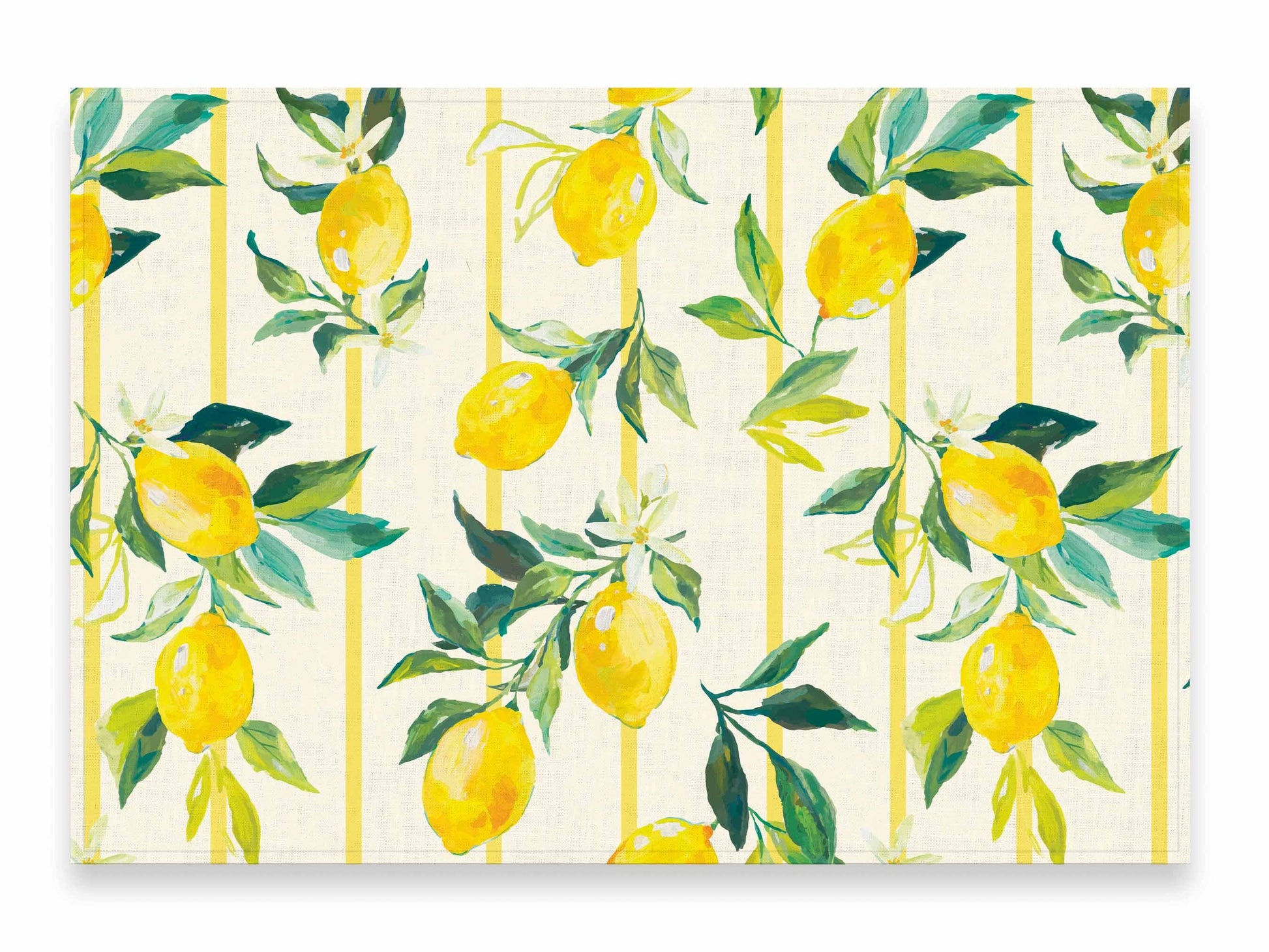 Placemats set, Tuscan Lemons, linen placemats, 100% linen, Floral print, vintage placemats