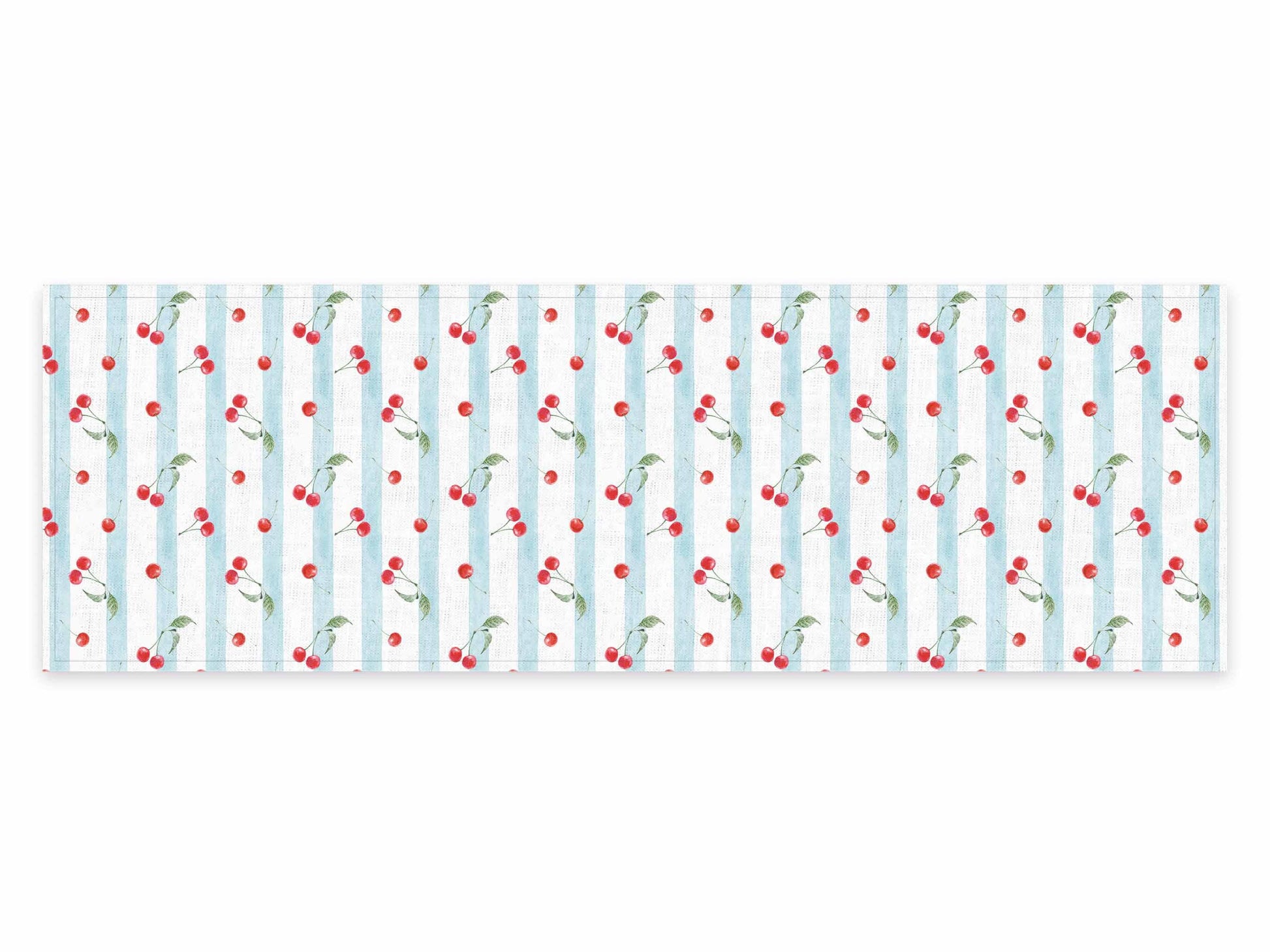 Table runner, Vintage Cherries & Stripes, 100% linen