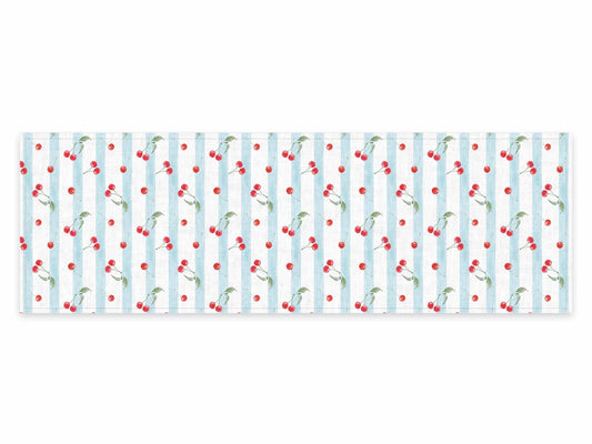 Table runner, Vintage Cherries & Stripes, 100% linen