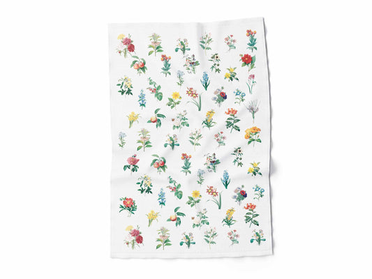 Kitchen Towel, Beautiful Blooming Wild Flowers, 100% linen