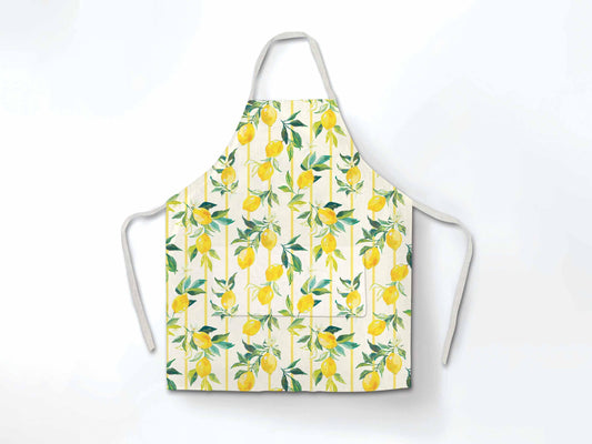 Linen apron, Tuscan Lemons, kitchen apron, custom apron, cross back apron