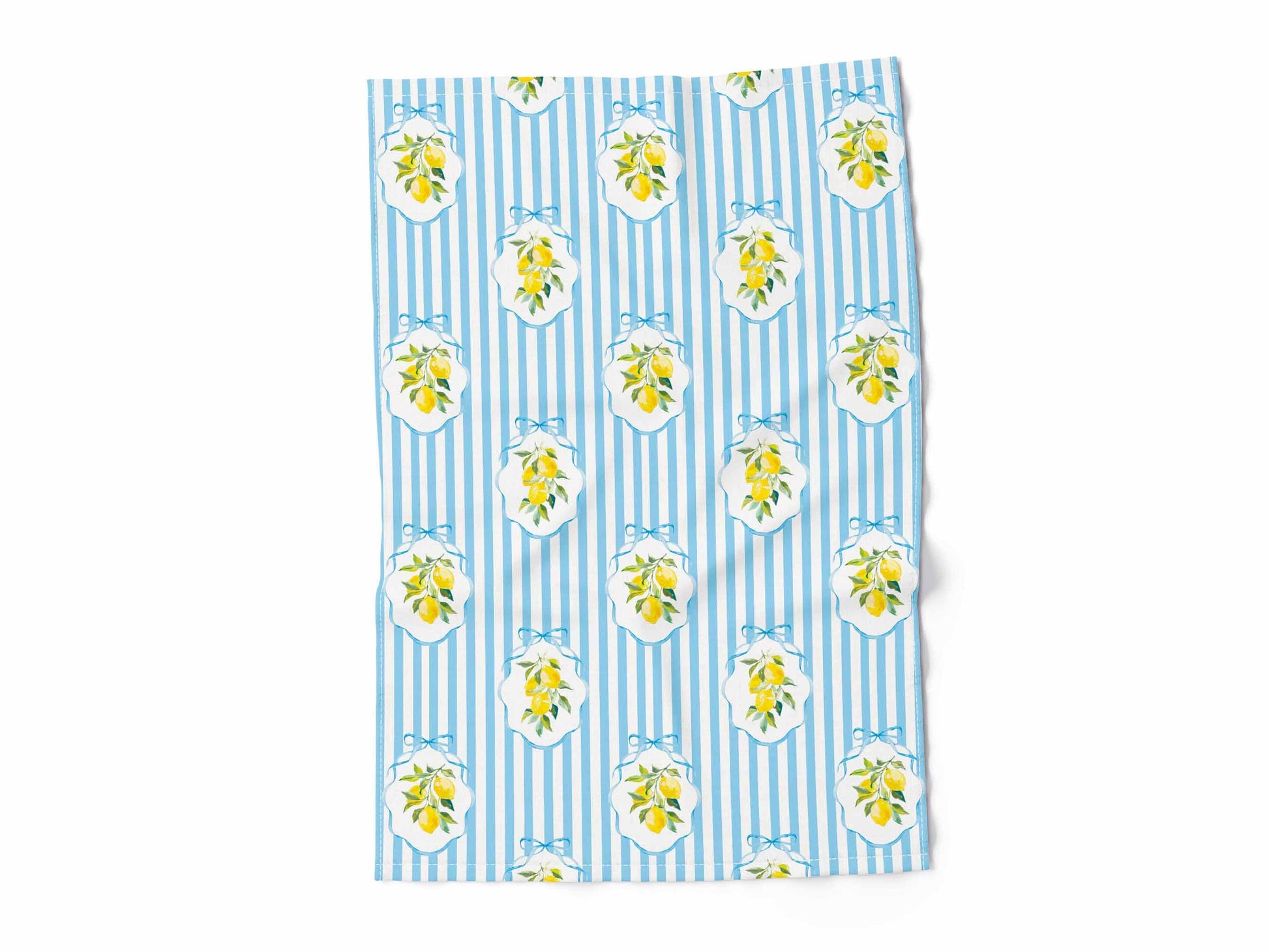 Dish towel, Summer Lemons & Blue Stripes, fabric towel, 100% linen