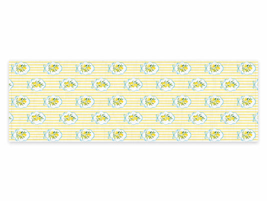Table runner, Summer Lemons & Yellow Stripes, 100% linen, linen table runner