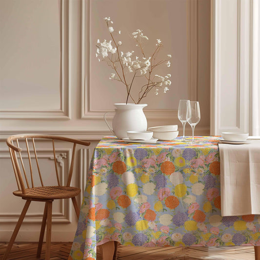 Tablecloth, Aster and Dahlia, 100% linen, farmhouse decor, rectangle tablecloth, rustic decor