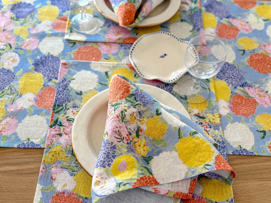 Napkins set, Aster and Dahlia, fabric napkins, 100% linen