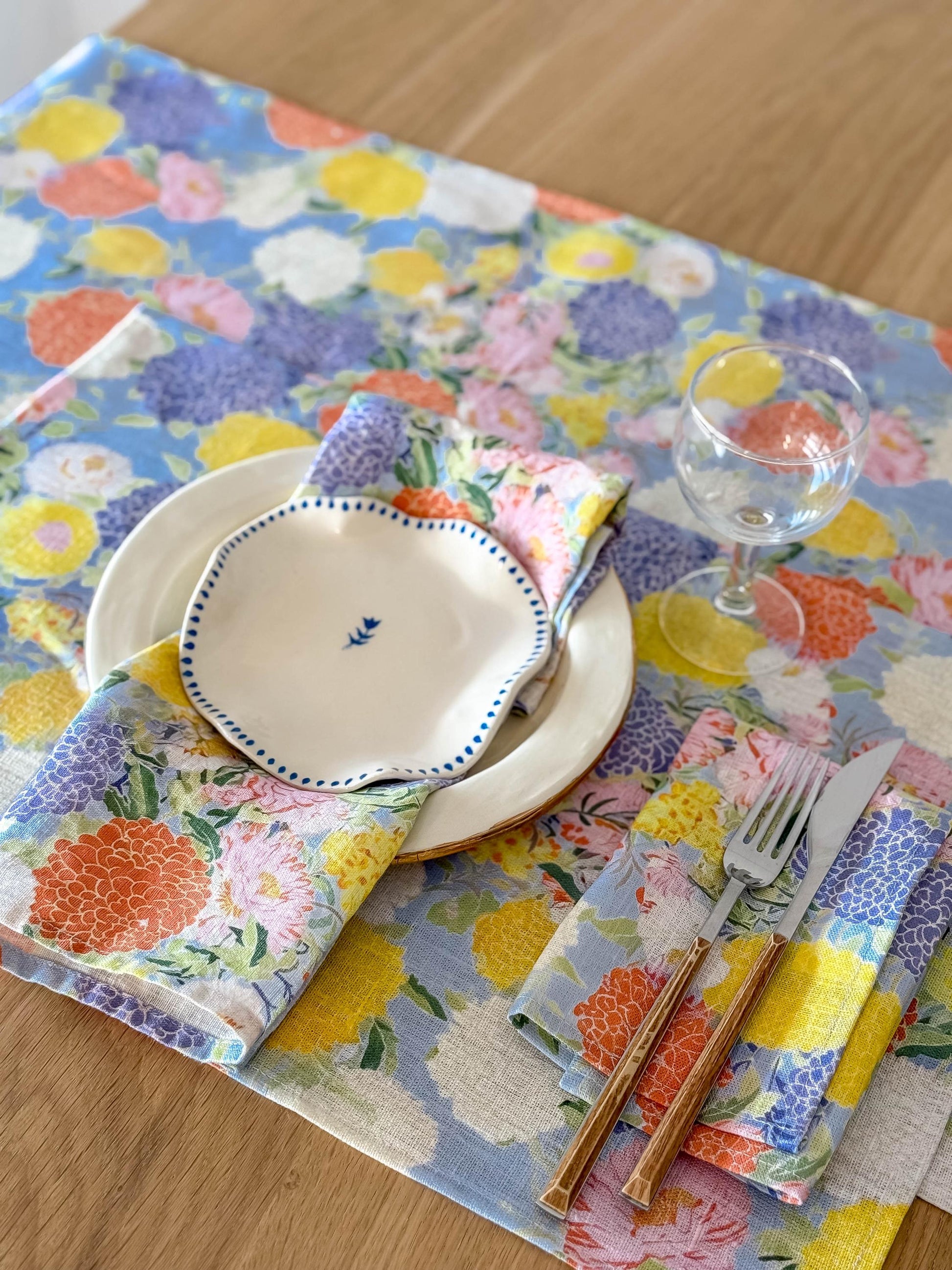 Napkins set, Aster and Dahlia, fabric napkins, 100% linen