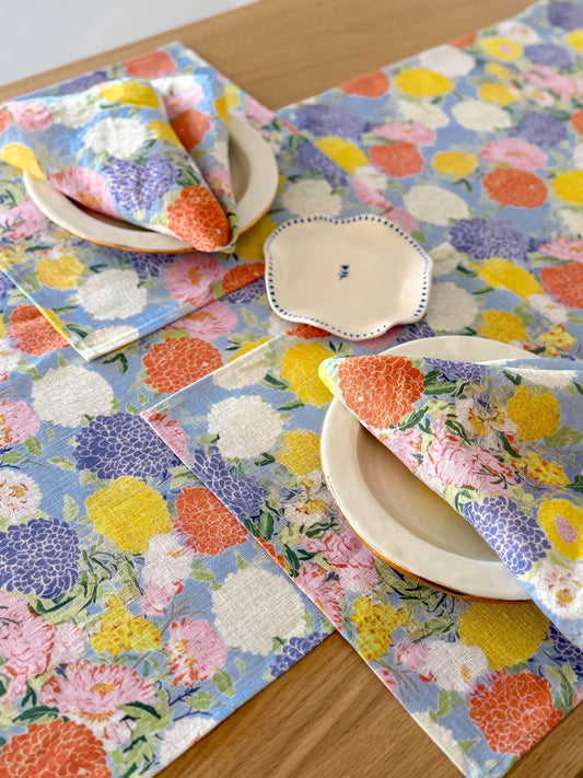 Napkins set, Aster and Dahlia, fabric napkins, 100% linen