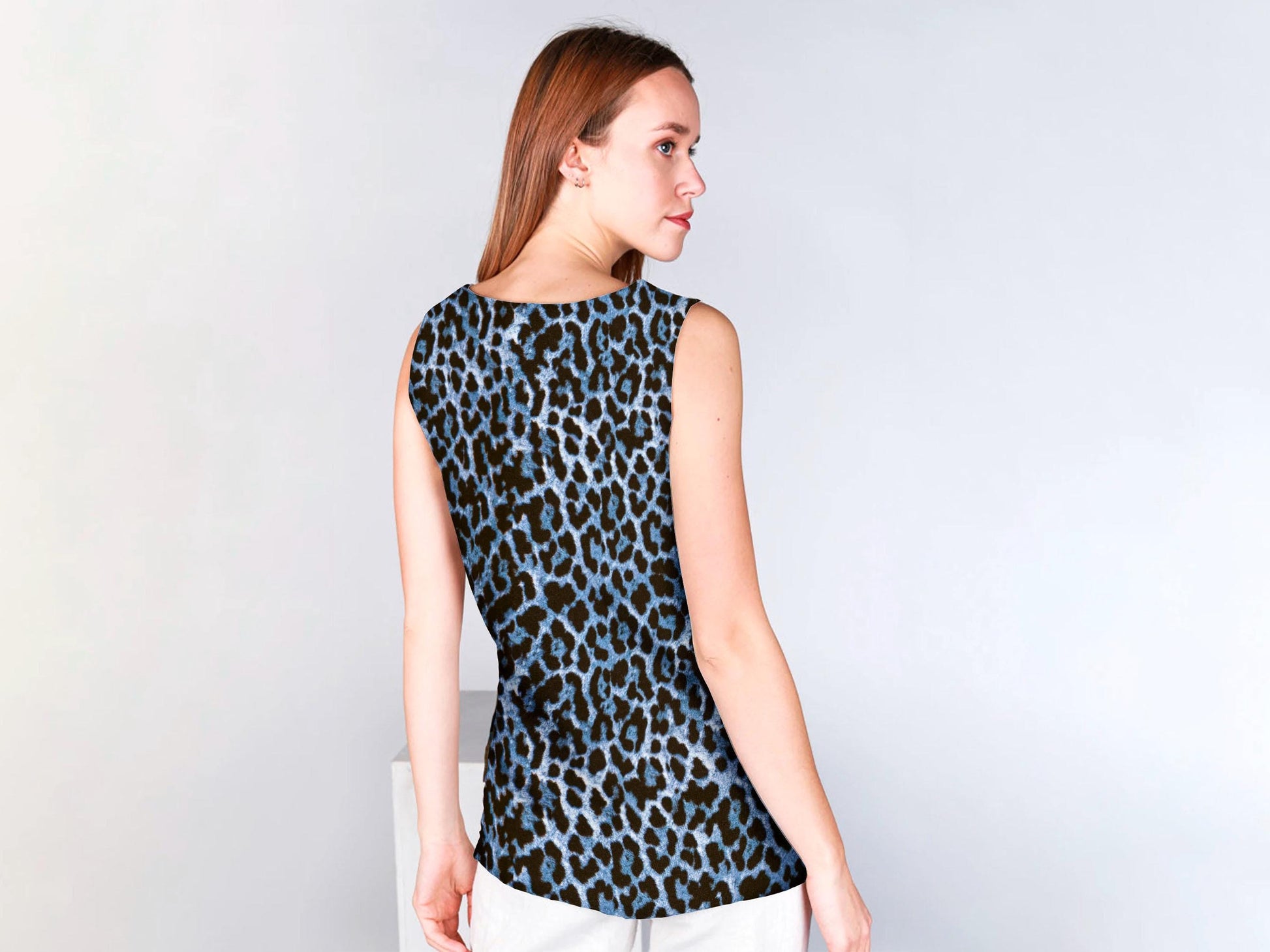 Linen top, Snow Leopard, women blouse, linen shirt, 100% linen, tank top