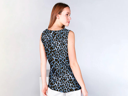 Linen top, Snow Leopard, women blouse, linen shirt, 100% linen, tank top