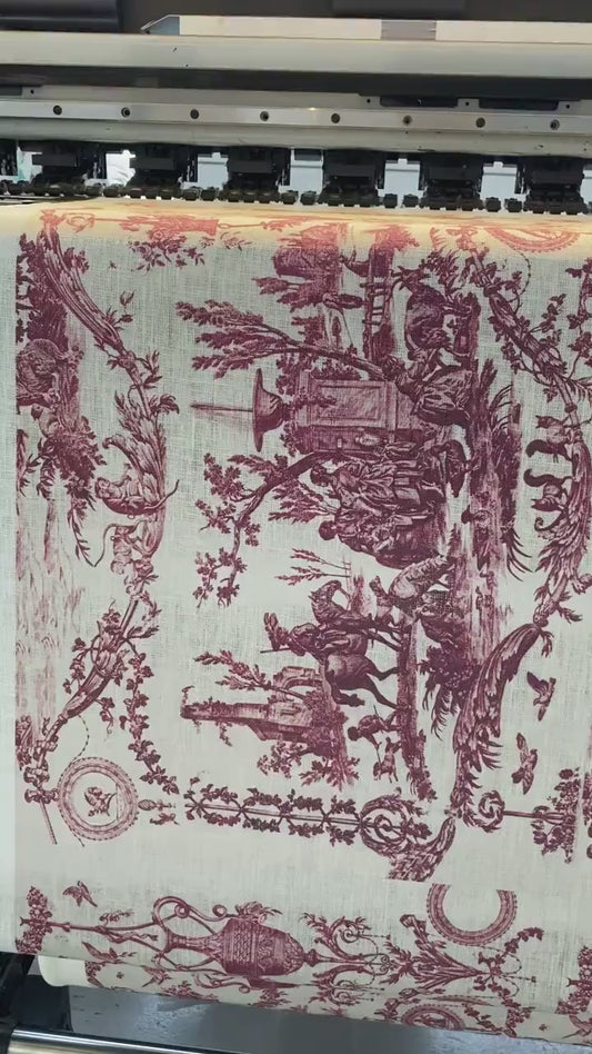 Placemats set, Jean-Baptiste Marie Huet, linen placemats, 100% linen, vintage table decor, red placemats set
