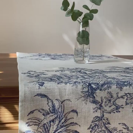 Toile de Jouy, Table runner, Linen table runner, 100% linen, custom table runner, Hand made in Lithuania