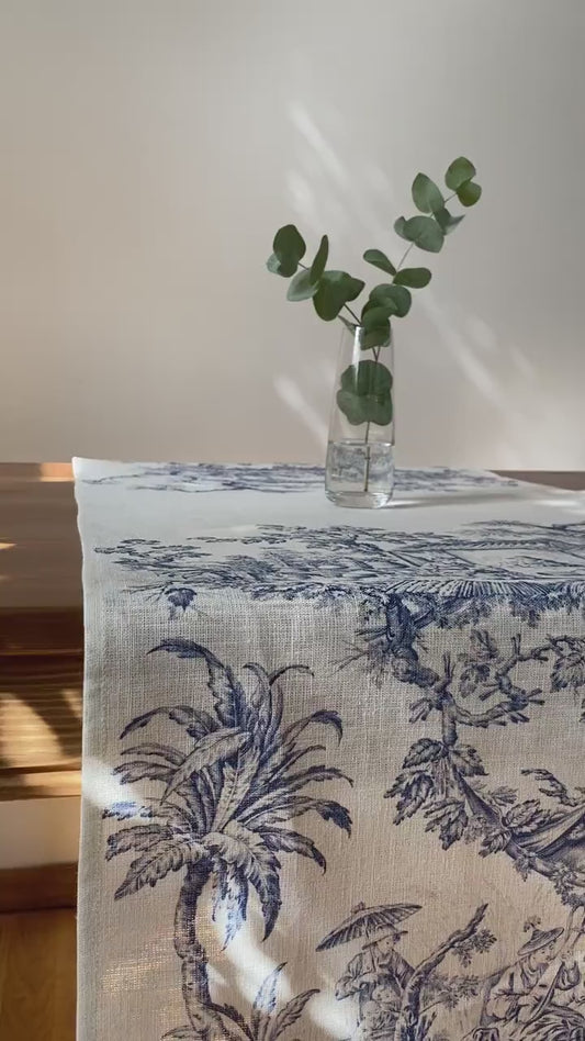 Toile de Jouy, Table runner, Linen table runner, 100% linen, custom table runner, Hand made in Lithuania