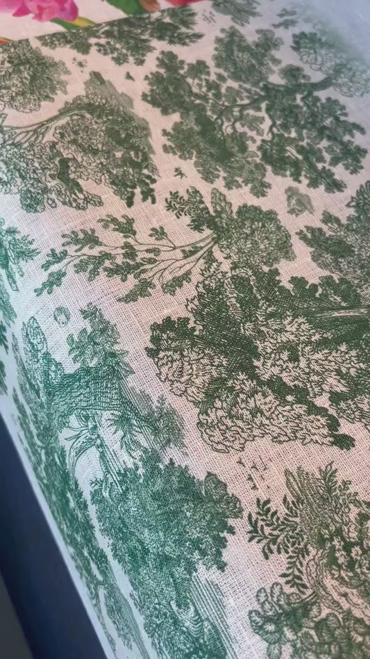 Placemats set, Forest Serenity, toile de jouy, linen placemats, linen placemats, 100% linen fabric